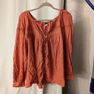 2x coral Old Navy peasant blouse